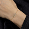 Brass Rectangle Link Bracelets, Satellite Chains Bracelets for Women, with Cubic Zirconia & Imitation Pearl, Golden, Inner Diameter: 6-1/4 inch(16cm)