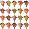 30Pcs Alloy Printed Pendants, Leaf, Golden, Mixed Color, 23x18x1.5mm, Hole: 1.5mm, 30pcs