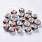 Handmade Lampwork European Beads, Large Hole Beads, with Silver Color Plated Brass Double Cores, Rondelle, Colorful, 14x11mm, Hole: 5mm