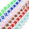 Transparent Glass Beads, Hand Drawn Beads, with Enamel, Flower, Mixed Color, 21x22x11mm, Hole: 1.2mm