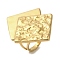 Ion Plating(IP) 304 Stainless Steel Rhombus Open Cuff Rings for Women, Real 18K Gold Plated, Rhombus: 37.5x30.5mm, Adjustable