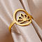 Personality Special-Interest 304 Stainless Steel Finger Rings for Women, Golden, Crown, Inner Diameter: 18mm