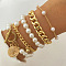 5Pcs 5 Styles Alloy Bracelet Set for Women, Golden, 6-3/4 inch(17cm)