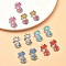 12Pcs 6 Colors Printed Alloy Pendants, Lead Free & Cadmium Free & Nickel Free, Cat Charm, Golden, Mixed Color, 26x17x2mm, Hole: 2mm, 2pcs/color