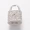Brass Micro Pave Cubic Zirconia Pendants, Padlock, Platinum, 18.5x11.5x6mm, Hole: 5.5x6.5mm