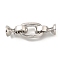 Rectangle Rack Plating Brass Fold Over Clasps, Long-lasting Plated, Lead Free & Cadmium Free, Platinum, 34mm, Hole: 5mm