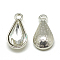 Alloy Glass Pendants, Faceted, teardrop, Platinum, Clear, 18x10x5mm, Hole: 2mm