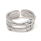 Rack Plating Brass Criss Cross Open Cuff Rings, Long-Lasting Plated, Lead Free & Cadmium Free, Platinum, Inner Diameter: 17mm