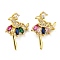 Rack Plating Brass Cubic Zirconia Pendants, Real 18K Gold Plated, Cadmium Free & Lead Free, Ballet, Colorful, 19.5x14x2mm, Hole: 5x2.5mm