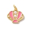 Rack Plating Brass Enamel Pendants, with Glass Pearl and Jump Ring, Long-Lasting Plated, Cadmium Free & Lead Free, Sea Shell, Real 18K Gold Plated, Pink, 17x15x3mm, Hole: 3mm