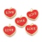Brass Enamel Pendants, Long-Lasting Plated, Real 18K Gold Plated, with Jump Rings, for Valentine's Day, Heart with Word LOVE, Red, 17.5x20x2.5mm, Hole: 3mm