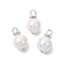 Imitation Pearl Acrylic Pendants, Round, with Brass Rhinestone Spacer Beads and Iron Flat Head Pins, Crystal, 25.5x16mm, Hole: 4.5mm