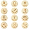 12Pcs 12 Styles Wood Pendants, Flat Round, Constellation, 40x39x6mm, Hole: 1.6mm, 1pc/style