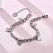 Punk Style 304 Stainless Steel Column Link Charm Bracelets for Women, Heart, with Cubic Zirconia, Stainless Steel Color, 6-3/4 inch(17cm)