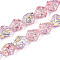 Transparency Electroplate Glass Beads Strands, Nuggets, AB Color Plated, Half Plated, Pink, 14x13.5x9.2mm, Hole: 0.9mm, about 45pcs/strand, 24.61''(62.5cm)