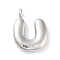 Rack Plating Brass Balloon Letter Pendants, Cadmium Free & Lead Free, Long-Lasting Plated, Platinum, Letter U, 18.5x14.5x4.5mm, hole: 2.5mm