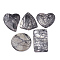 Natural Black Silk Stone/Netstone Pendants, 39~55x32~45x6.5mm, Hole: 1.5mm