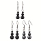 3 Pairs 3 Styles Natural Mixed Stone Dangle Earrings, with 304 Stainless Steel Ear Wires, Round, 41.5~42.5x8.5mm, 1pair/style
