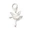 925 Sterling Silver Pendants, Cross with Butterfly Charm, Silver, 15.5x11x3mm, Hole: 3.6mm