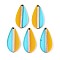 Transparent Resin & Wood Pendants, Teardrop, Two Tone, Goldenrod, 38x18x3.2~3.5mm, Hole: 2mm