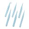 Tarnish Resistant 201 Stainless Steel Beading Tweezers Sets, Stainless Steel Color, Aquamarine, 11.7~12.5x0.9~1.05cm, Packaging Size: 13.7x12.6cm, 6pcs/set