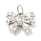 Rack Plating Brass Micro Pave Clear Cubic Zirconia Pendants, Long-Lasting Plated, with Jump Rings, Lead Free & Cadmium Free, Bowknot, Platinum, 10x12.5x3.5mm, Hole: 3mm