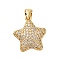 Brass Micro Pave Cubic Zirconia Pendants, Star, Golden, 18x16x4mm, Hole: 4x3.5mm