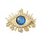 Rack Plating Brass Cubic Zirconia Pendants, with Glass, Cadmium Free & Lead Free, Long-Lasting Plated, Evil Eye, with Jump Ring, Dodger Blue, 32x42x5.5mm, Hole: 3.5mm