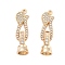Brass Micro Pave Clear Cubic Zirconia Fold Over Clasps, Nickel Free, Teardrop, Real 18K Gold Plated, 25mm, Hole: 1.2mm