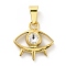PVD Vacuum Plating 304 Stainless Steel with Crystal Rhinestones Pendants, with 201 Stainless Steel Snap On Bails, Horse Eye, Golden, 17.5x17x5mm, Hole: 3.5x7mm