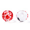 Transparent Handmade Lampwork Beads, Round with Star Pattern, Red, 17x16x15mm, Hole: 1.8~2mm