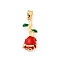 Brass Pendants, Cadmium Free & Lead Free, with Enamel, Real 16K Gold Plated, Rose Charms, Red, 23x10x8.5mm, Hole: 3.5x4mm
