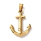 201 Stainless Steel Pendants, Anchor & Helm Charms, PVD Vacuum Plating, Golden, Anchor & Helm, 27.5x20x3mm, Hole: 6x3.5mm