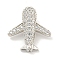 Rack Plating Brass Micro Pave Clear Cubic Zirconia Pendants, Long-Lasting Plated, Lead Free & Cadmium Free, Plane, Platinum, 16x15x7mm, Hole: 4mm