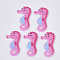 PVC Plastic Cabochons, with Glitter Powder, Sea Horse, Pink, 33.5x19.5x2mm