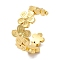 Rack Plating Brass Flower Open Cuff Rings for Women, Lead Free & Cadmium Free, Long-Lasting Plated, Real 18K Gold Plated, 10mm