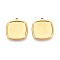 304 Stainless Steel Pendant Cabochon Settings, Ion Plating(IP), Rectangle, Real 18K Gold Plated, Tray: 17x17mm, 22.5x20x2mm, Hole: 1.6mm