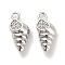 Brass Micro Pave Clear Cubic Zirconia Pendants, Cadmium Free & Nickel Free & Lead Free, Spiral Shell, Real Platinum Plated, 12.5x6x4.5mm, Hole: 1.6mm