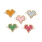 5Pcs MIYUKI Delica Glass Seed Beaded Heart Links, Connector Charms, Mixed Color, 16~16.5x23x1.7mm, Hole: 3mm