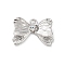 Alloy Rhinestone Pendants, Bowknot Charms, Platinum, 13.5x19.5x3mm, Hole: 2mm