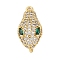 Brass Clear & Green Cubic Zirconia Connector Charms, Cadmium Free & Nickel Free & Lead Free, Snake Links, Real 18K Gold Plated, 17x8.5x6mm, Hole: 1.2mm