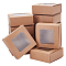 Kraft Paper Drawer Box, Square, with PVC Visual Window, Camel, Finished Product: 8x8x3.3cm