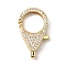 Brass Clear Cubic Zirconia Lobster Claw Clasps, Cadmium Free & Nickel Free & Lead Free, Real 18K Gold Plated, 24x14.5x5.5mm, Hole: 6.5x2mm