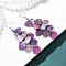 430 Stainless Steel Heart Dangle Earrings, with Iron Earring Hooks, Platinum, Dark Orchid, 76mm