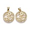 Brass Micro Pave Clear Cubic Zirconia Pendants, with Snap on Bails, Long-Lasting Plated, for Mother's Day, Flat Round with Word Mama, Real 18K Gold Plated, 18.5x16x2mm, Hole: 5mm