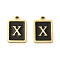 304 Stainless Steel Pendants, with Enamel, Rectangle with Letter Charm, Golden, Letter X, 17.5x12x1.5mm, Hole: 1.5mm