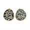 Natural Dalmatian Jasper Pendants, with Brass Findings, Golden, 33.5~34x27x2mm, Hole: 1.5mm