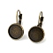 Brass Leverback Earring Findings, Nickel Free, Antique Bronze, about 13~14mm wide, 25~27mm long, fit for 12mm Cabochons