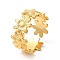 Ion Plating(IP) 304 Stainless Steel Sunflower Open Cuff Ring for Women, Real 18K Gold Plated, US Size 6 1/2(16.9mm)