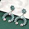 Alloy Synthetic Turquoise Dangle Stud Earrings, Oval, with Glass, Oval, 70x44.5mm